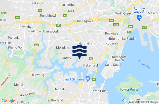 Mappa delle maree di Hurstville Grove, Australia