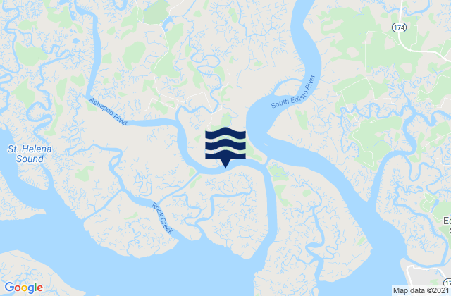 Mappa delle maree di Hutchinson Island Ashepoo River, United States