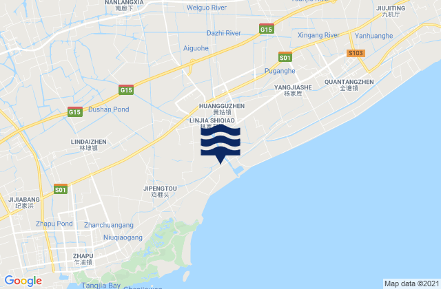 Mappa delle maree di Huxiaoqiao, China