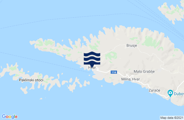 Mappa delle maree di Hvar, Croatia