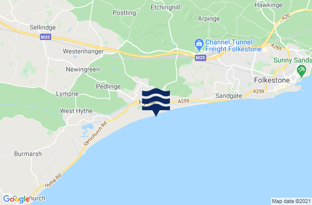 Mappa delle maree di Hythe Beach, United Kingdom