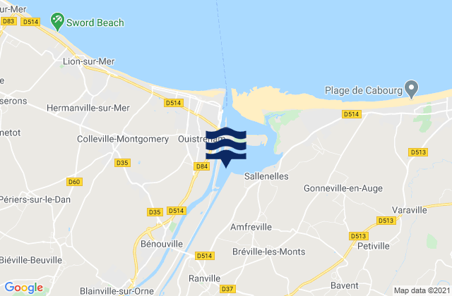 Mappa delle maree di Hérouvillette, France