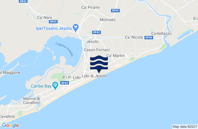 Mappa delle maree di Iesolo, Italy