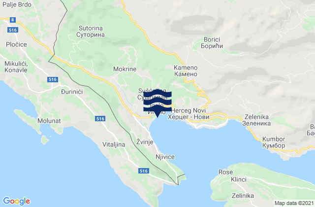 Mappa delle maree di Igalo, Montenegro