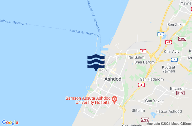 Mappa delle maree di Igolim Ashdod, Israel