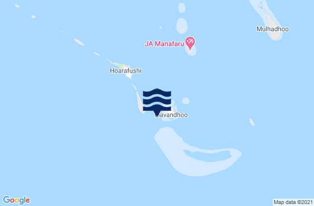 Mappa delle maree di Ihavandu Maldive Islands, India