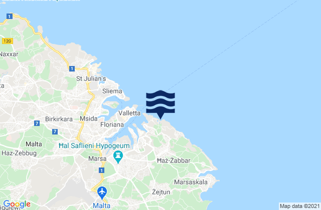 Mappa delle maree di Il-Kalkara, Malta