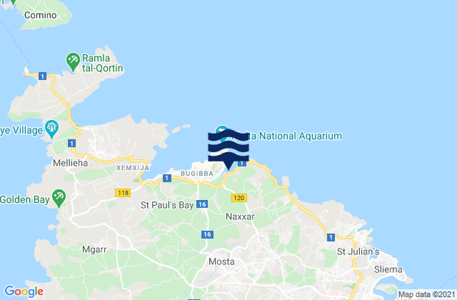 Mappa delle maree di Il-Mosta, Malta