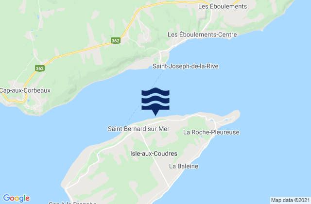 Mappa delle maree di Ile aux Coudres, Canada