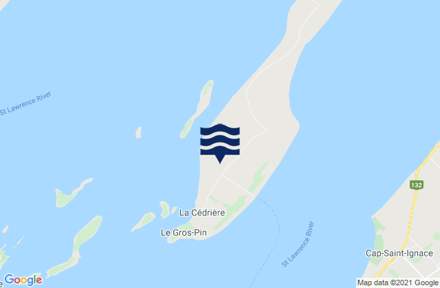 Mappa delle maree di Ile aux Grues, Canada