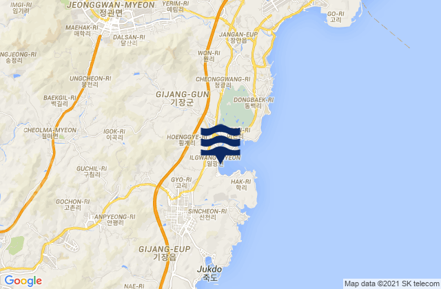 Mappa delle maree di Ilgwang, South Korea