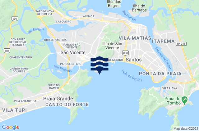 Mappa delle maree di Ilha Porchat, Brazil
