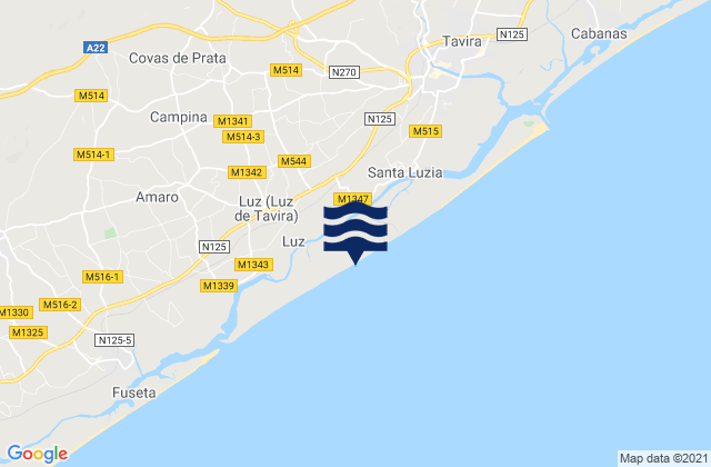 Mappa delle maree di Ilha de Tavira, Portugal