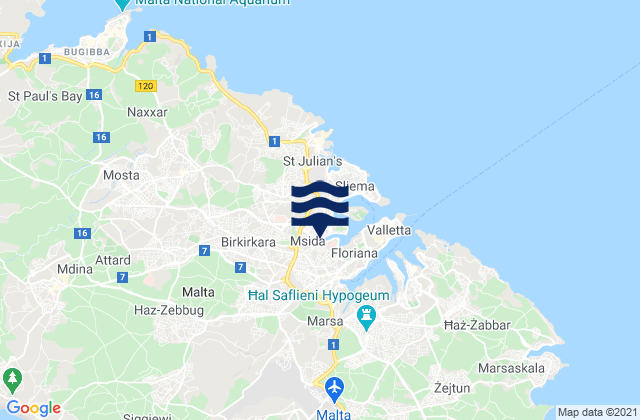 Mappa delle maree di Imsida, Malta