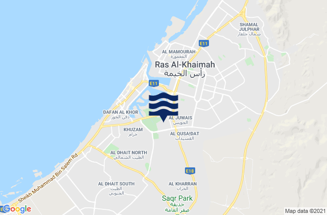 Mappa delle maree di Imārat Ra’s al Khaymah, United Arab Emirates
