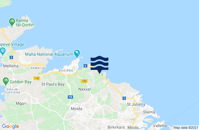 Mappa delle maree di In-Naxxar, Malta