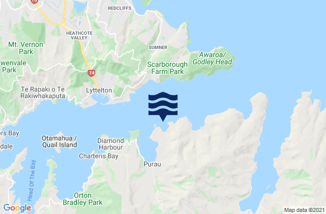 Mappa delle maree di Inainatu/Pile Bay, New Zealand