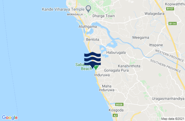 Mappa delle maree di Induruwa, Sri Lanka