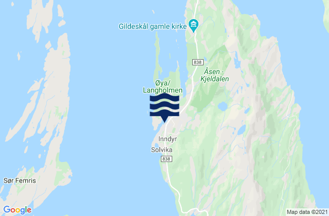 Mappa delle maree di Inndyr, Norway