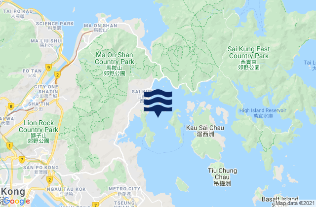 Mappa delle maree di Inner Port Shelter, Hong Kong