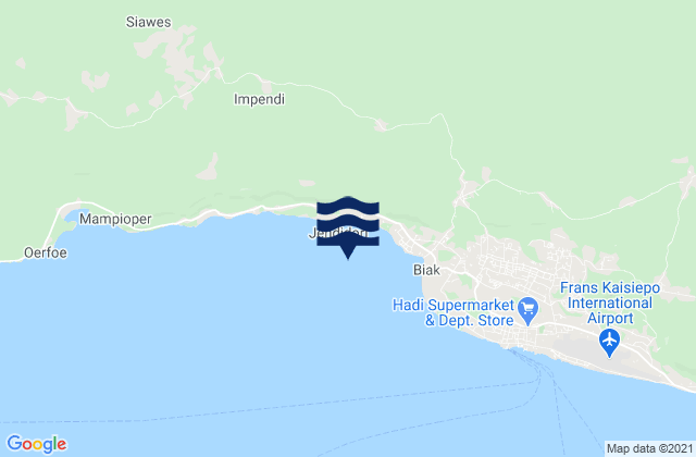 Mappa delle maree di Insrom, Indonesia
