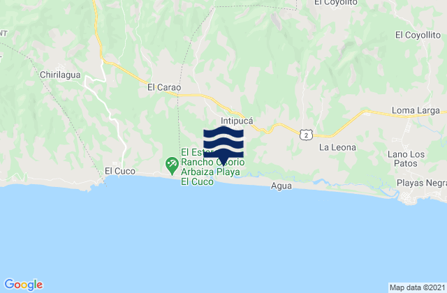 Mappa delle maree di Intipucá, El Salvador