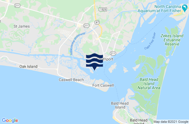 Mappa delle maree di Intracoastal Waterway Southport, United States