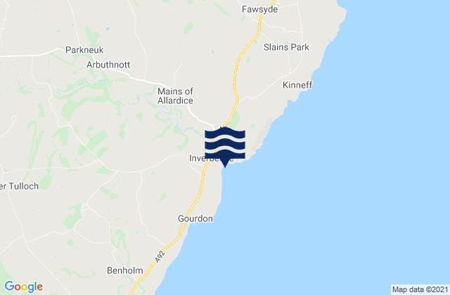 Mappa delle maree di Inverbervie, United Kingdom