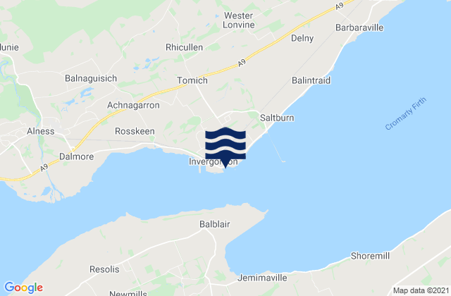 Mappa delle maree di Invergordon, United Kingdom