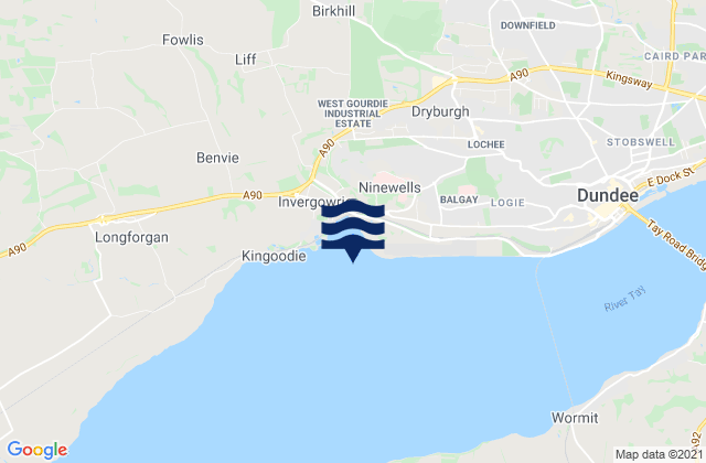 Mappa delle maree di Invergowrie Bay, United Kingdom