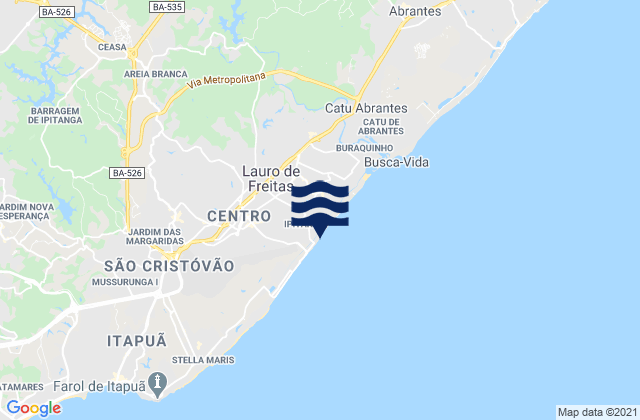 Mappa delle maree di Ipitanga, Brazil
