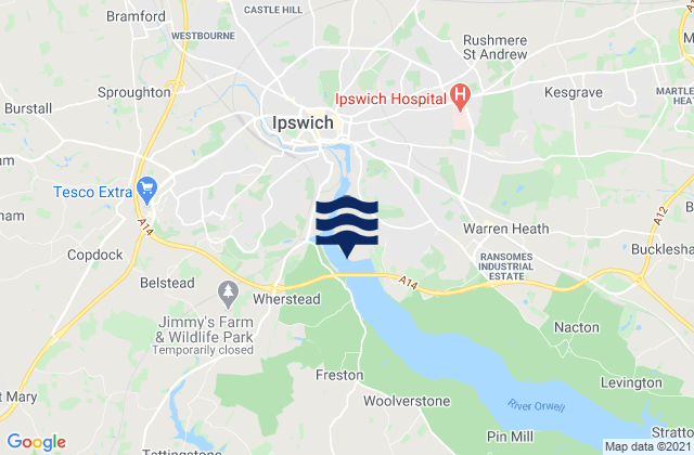 Mappa delle maree di Ipswich, United Kingdom