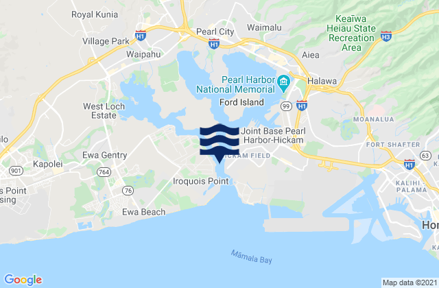 Mappa delle maree di Iroquois Point Pearl Harbor, United States