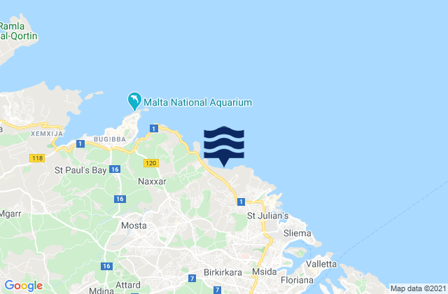 Mappa delle maree di Is-Swieqi, Malta