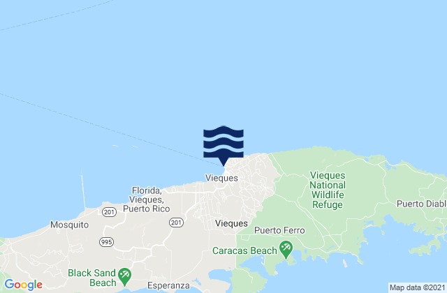 Mappa delle maree di Isabel Segunda Vieques Island, Puerto Rico