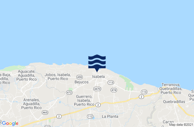 Mappa delle maree di Isabela Barrio-Pueblo, Puerto Rico