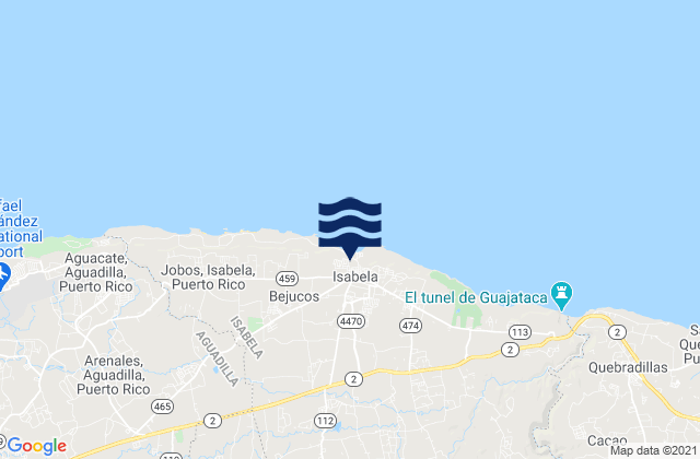 Mappa delle maree di Isabela, Puerto Rico