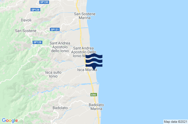 Mappa delle maree di Isca Marina, Italy