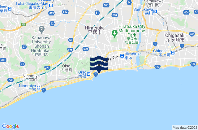 Mappa delle maree di Isehara Shi, Japan