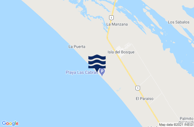 Mappa delle maree di Isla del Bosque, Mexico
