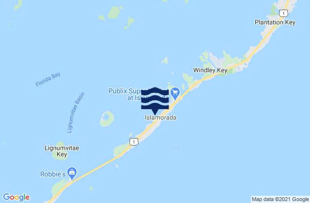 Mappa delle maree di Islamorada Upper Matecumbe Key Florida Bay, United States