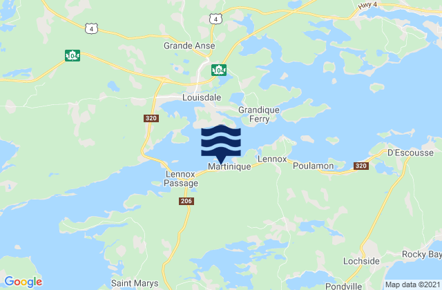Mappa delle maree di Isle Madame, Canada