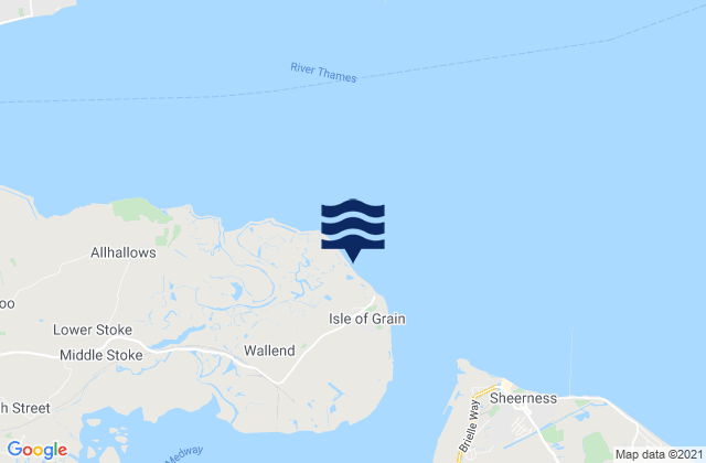 Mappa delle maree di Isle of Grain, United Kingdom