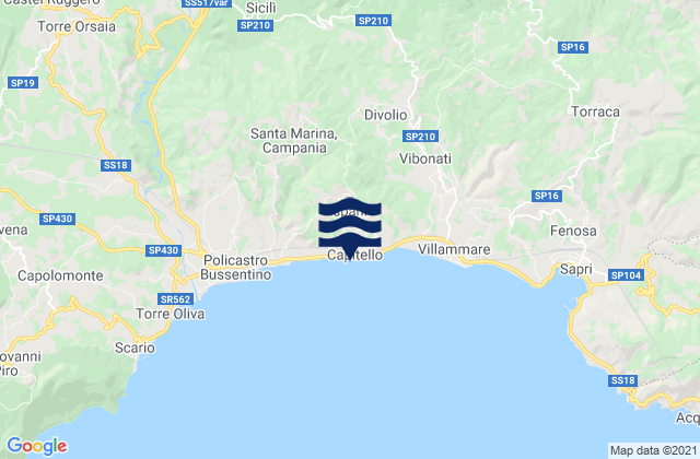 Mappa delle maree di Ispani, Italy