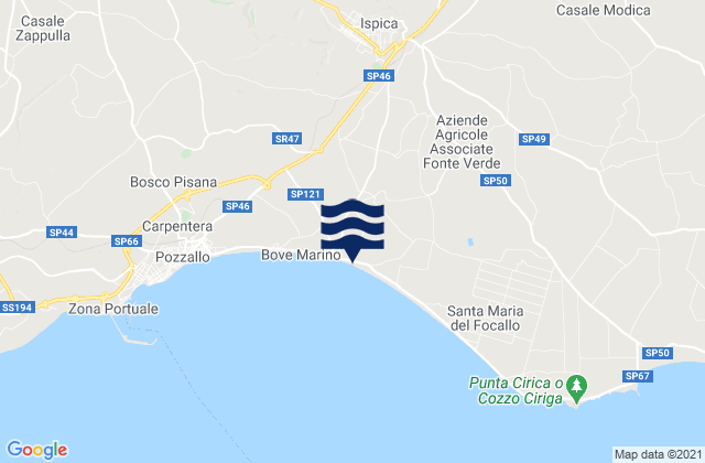 Mappa delle maree di Ispica, Italy