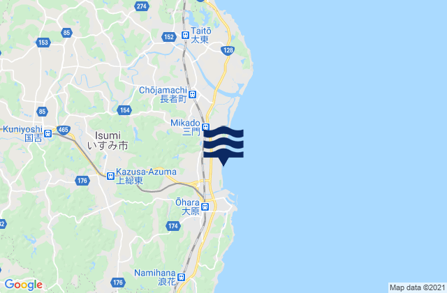 Mappa delle maree di Isumi Shi, Japan