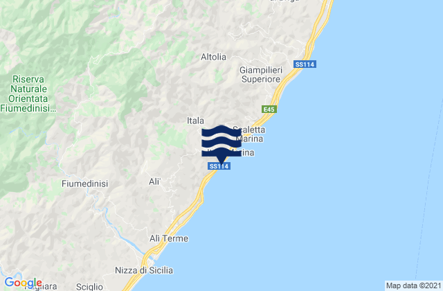 Mappa delle maree di Itala, Italy