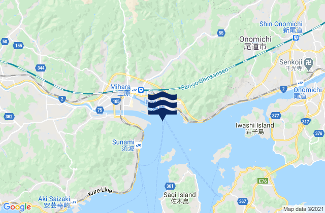 Mappa delle maree di Itosaki Mihara Wan, Japan