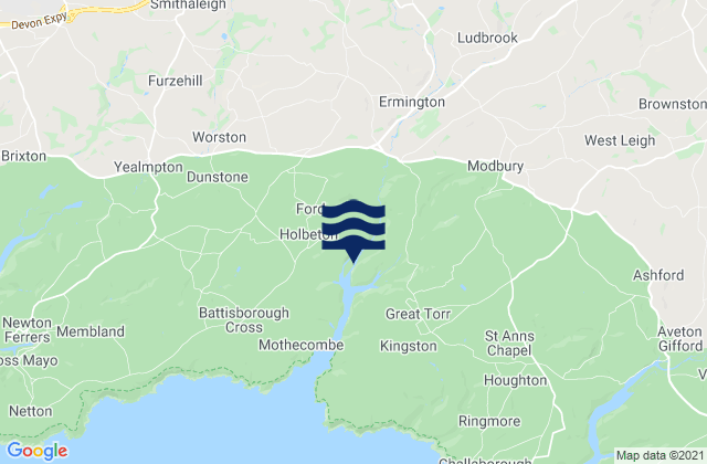 Mappa delle maree di Ivybridge, United Kingdom