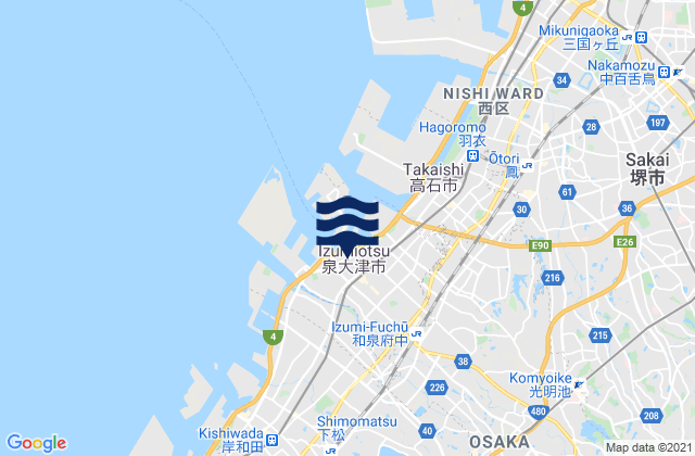 Mappa delle maree di Izumi-Otu, Japan